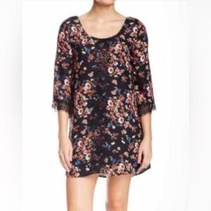 Socialite Black Dress with Floral Accents